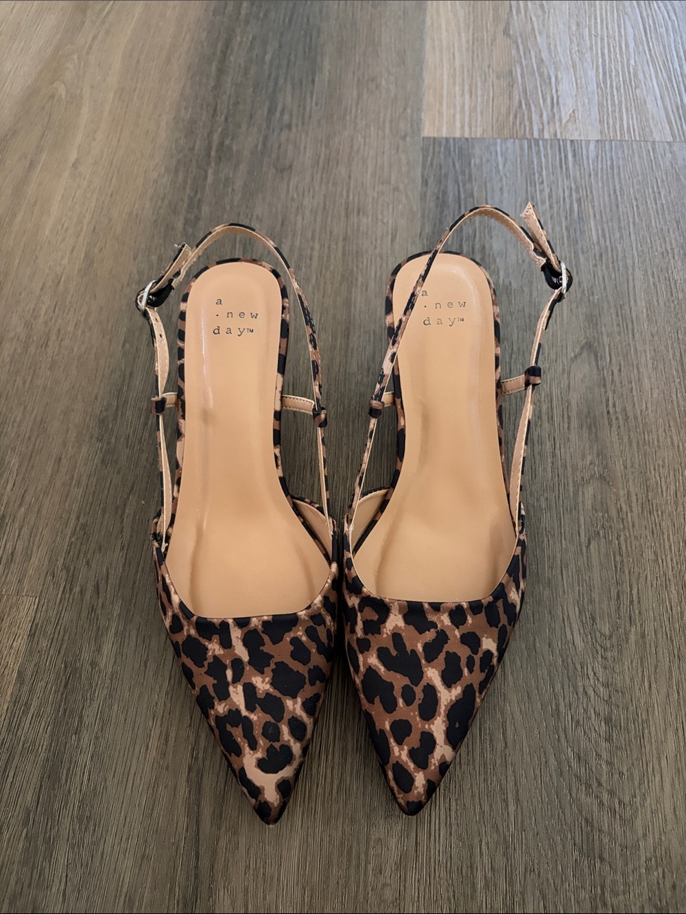 a new day Leopard-Print Pointed Toe Slingback Heels - Black & Brown